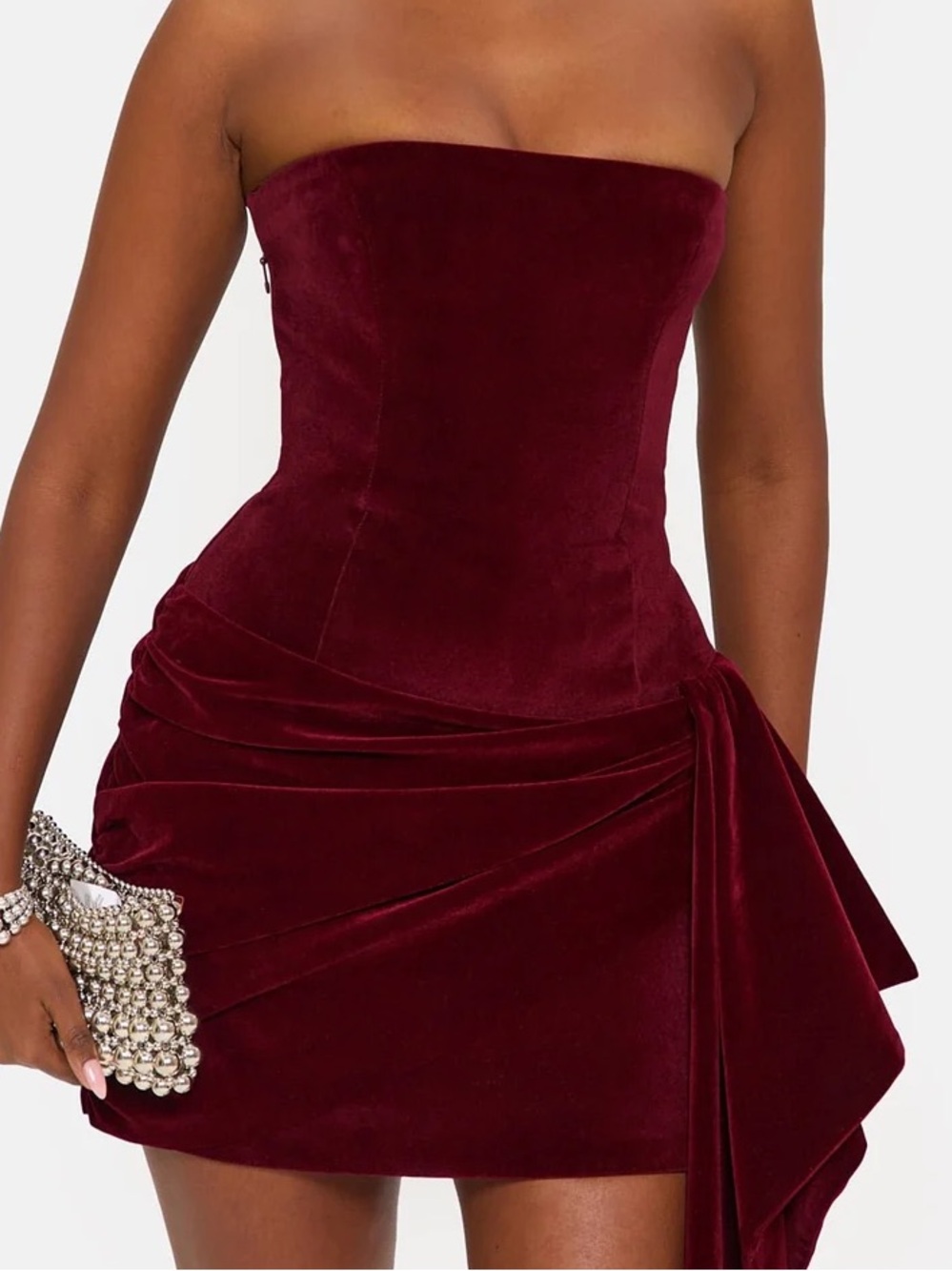 MURCI Beloved Velvet Drape Mini Dress